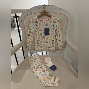 🦢 2T Nutcracker Princess Bow Christmas Pajama Set with Festive Prints NWT